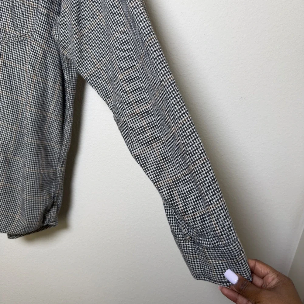 J. Crew Men Houndstooth‎ Button Front Long Sleeve Shirt XLT Plaid 100% Cotton